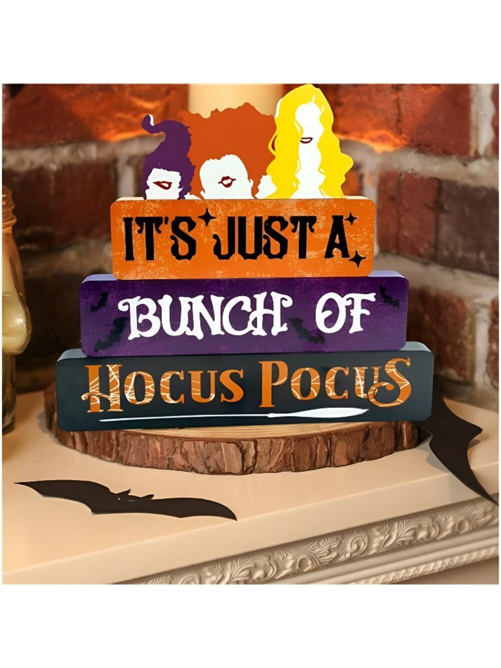 4 Pack Halloween Witches Character Wooden Signs Halloween Tiered Tray Decor